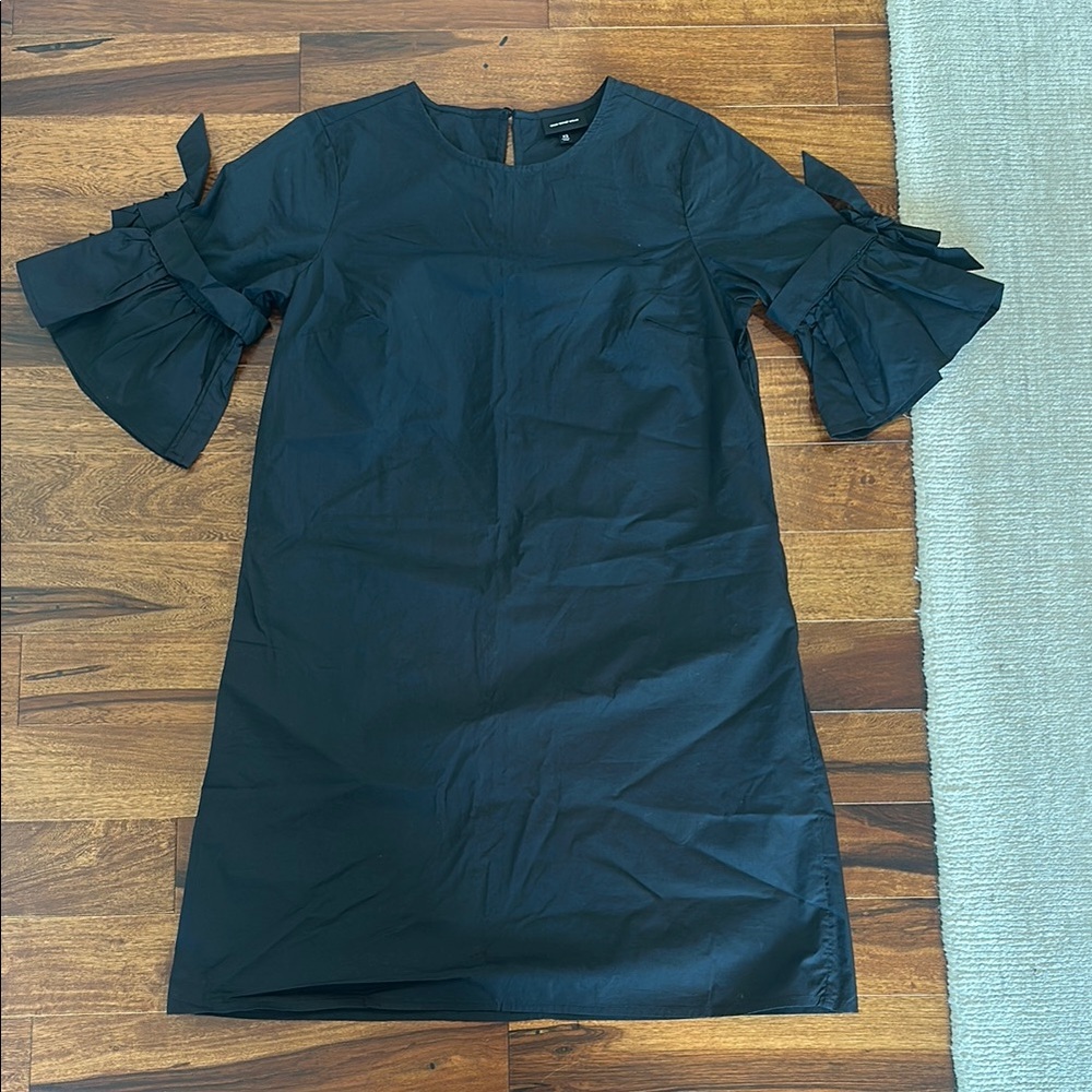 Who What Wear Black Long Sleeve Dress with Ruffle Detail